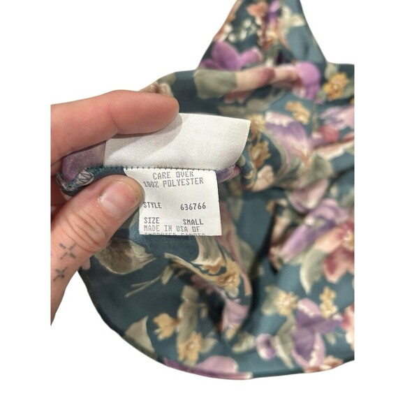 Vintage Signature Expressions Tank Top Sleeveles FLoral Green Size Small 90s Y2K - Picture 5 of 7